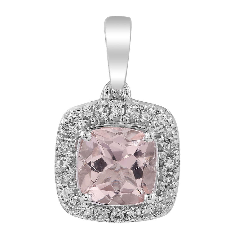 Morganite Pendant with 0.08ct Diamonds in 9K White Gold