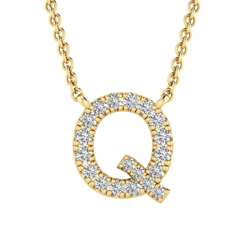 Initial Necklace With 0.06ct Diamonds In 9K Yellow Gold