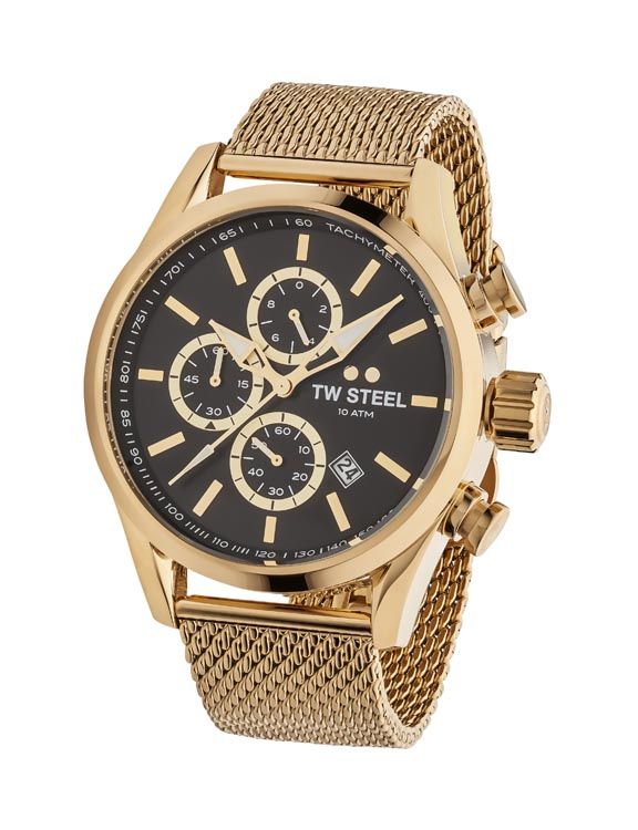 TW Steel Volante 48mm Chronograph Yellow Gold Mesh