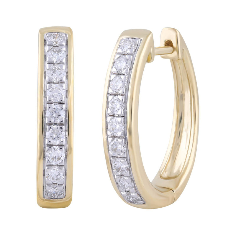 Huggie Earrings with 0.53ct Diamond In 9K Yellow Gold