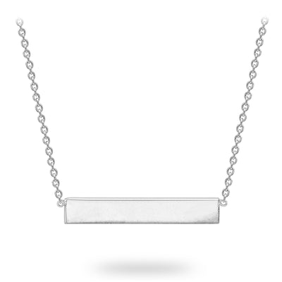 9ct White Gold Solid Horizontal Bar Necklace 41+2cm