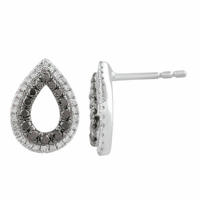 Black & White Diamond Earrings With 0.40ct Diamonds In 9K White Gold