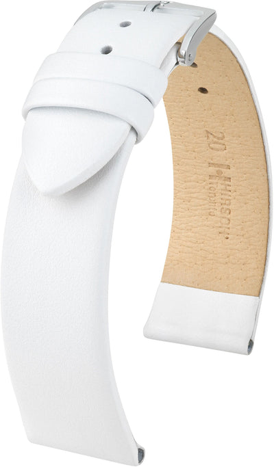 Hirsch Toronto Medium Silver Buckle White Leather Band