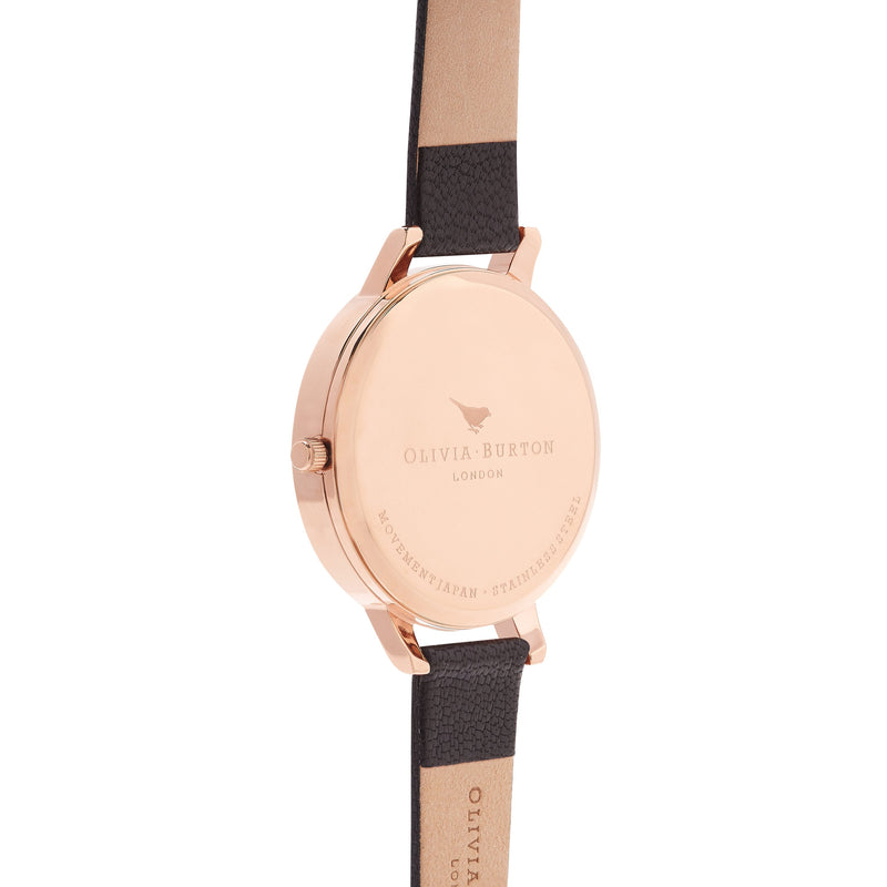 Olivia Burton Big Dial White Dial Black Leather Watch