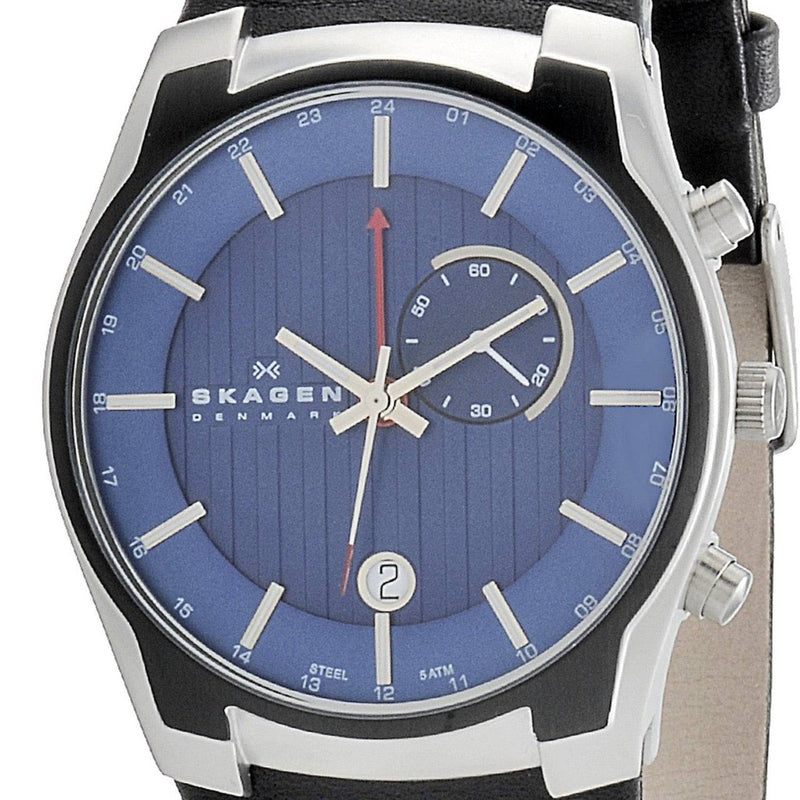 Skagen Steel Gmt Dual-Time Function, Alarm, Blue Dial 853Xlsln - Mens Watch