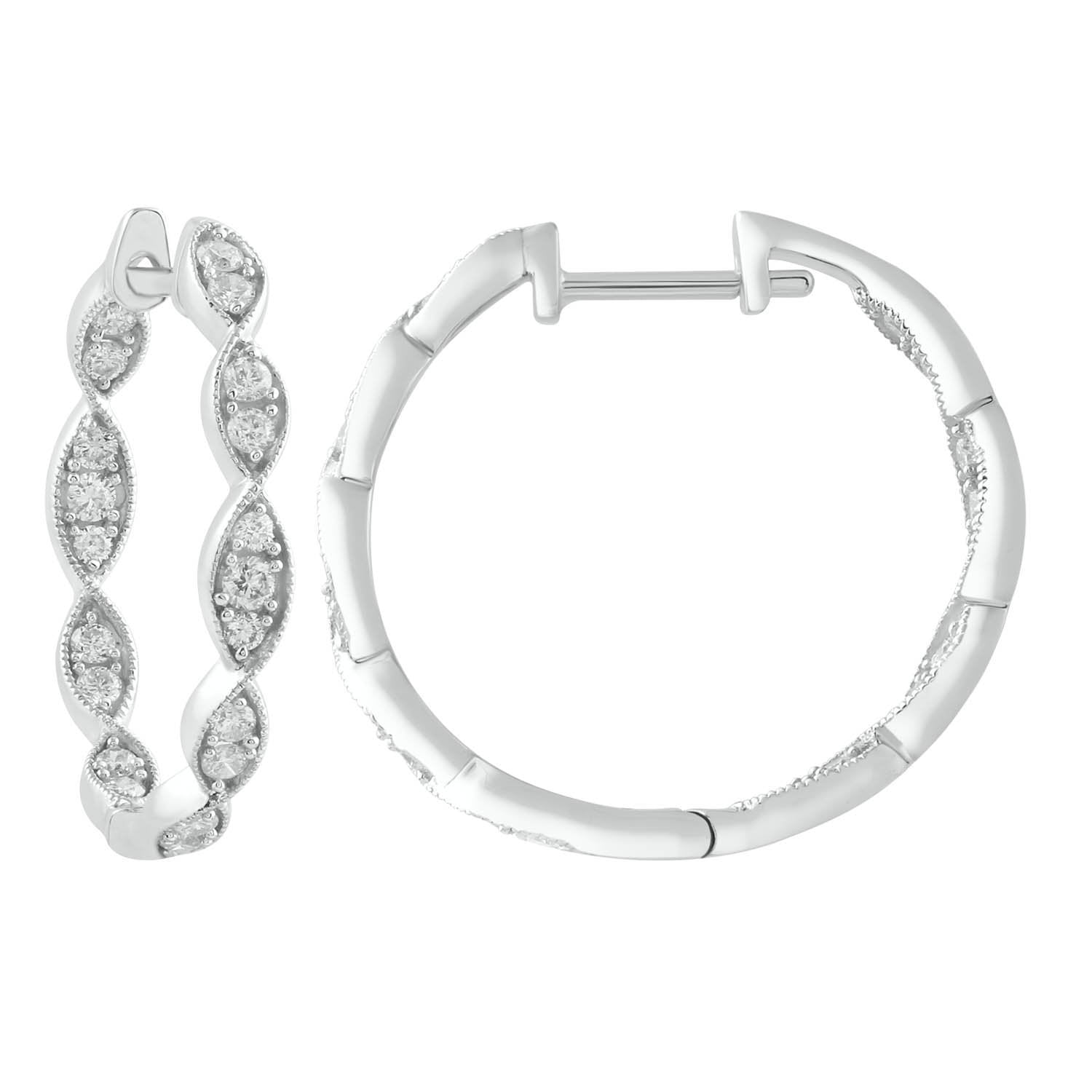 Inside Out Hoops With 0.50ct Diamonds In 9K White and Rose Gold