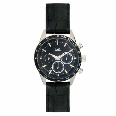 Jag Alain Black Dial Black Strap Mens Watch