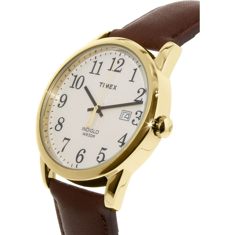 Timex Easy Reader 日期全尺寸皮革表带男式手表