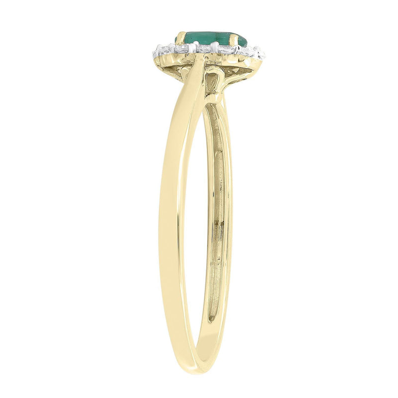 Emerald Ring with 0.1ct Diamondsin 9K Yellow Gold