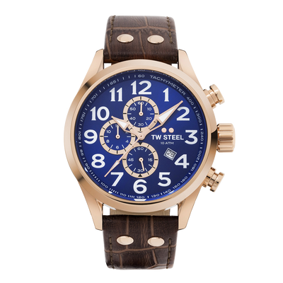 TW Steel Volante 45mm Chronograph Brown Leather