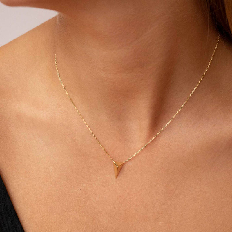 9K Yellow Gold Solid Pyramid Adjustable Necklace 41cm+2cm