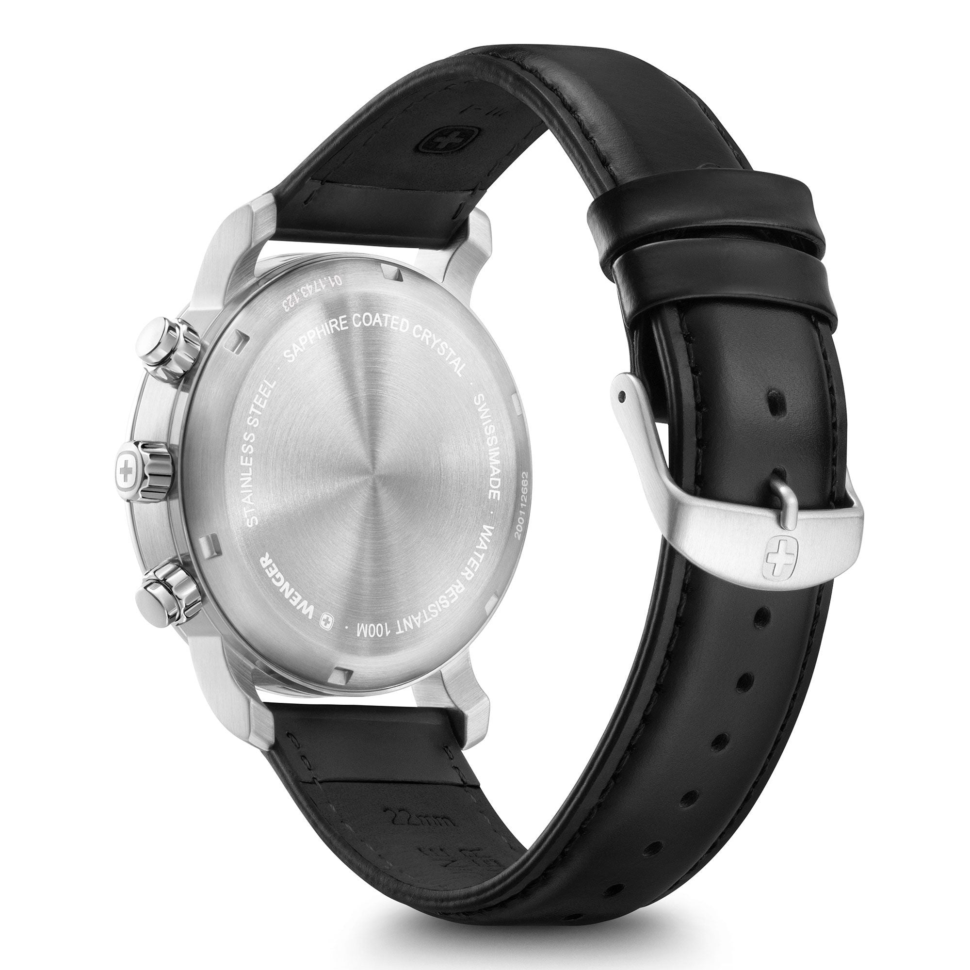 Wenger Urban Classic Chrono White Dial Black Leather Watch 01.1743.123