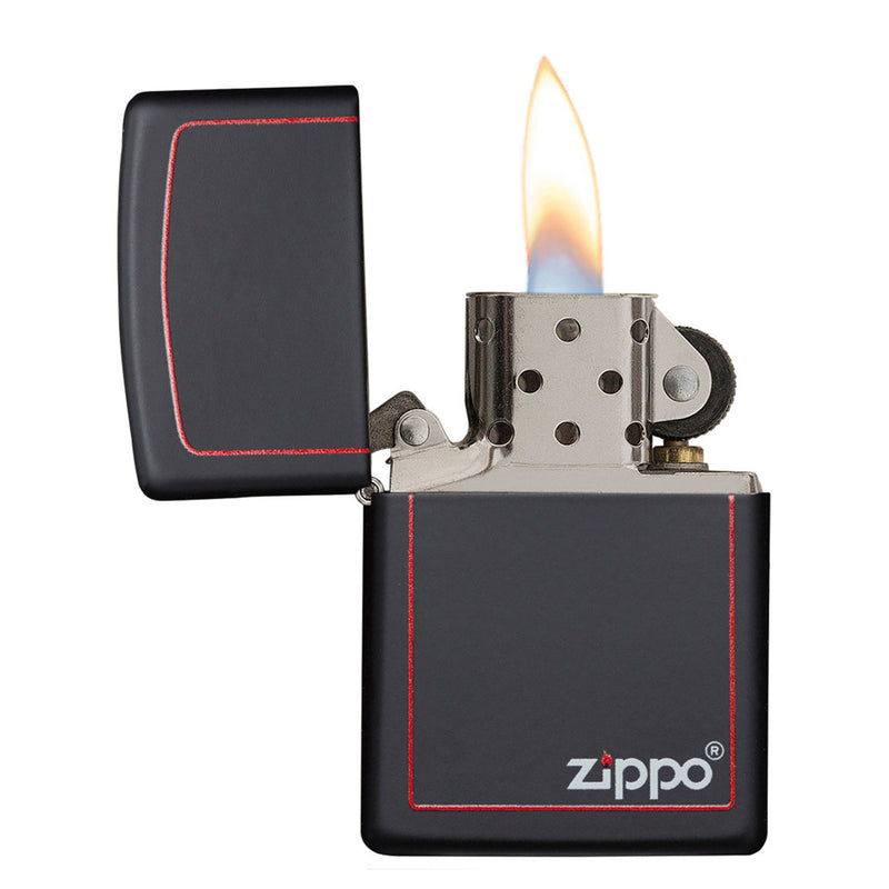 Zippo 218ZB 黑色哑光 带 Zippo 印花和边框 打火机