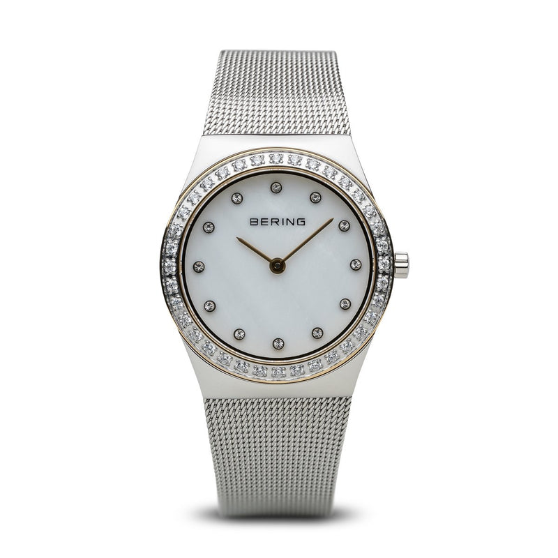 Bering Classic Polished Silver Swarovski Watch