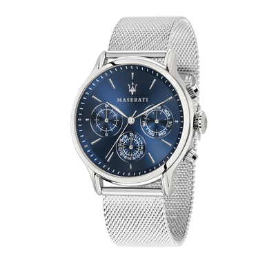 EPOCA 42mm Blue Dial SIlver Mesh Watch