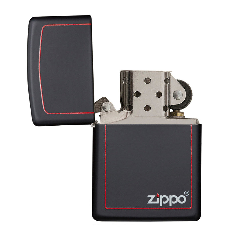 Zippo 218ZB 黑色哑光 带 Zippo 印花和边框 打火机