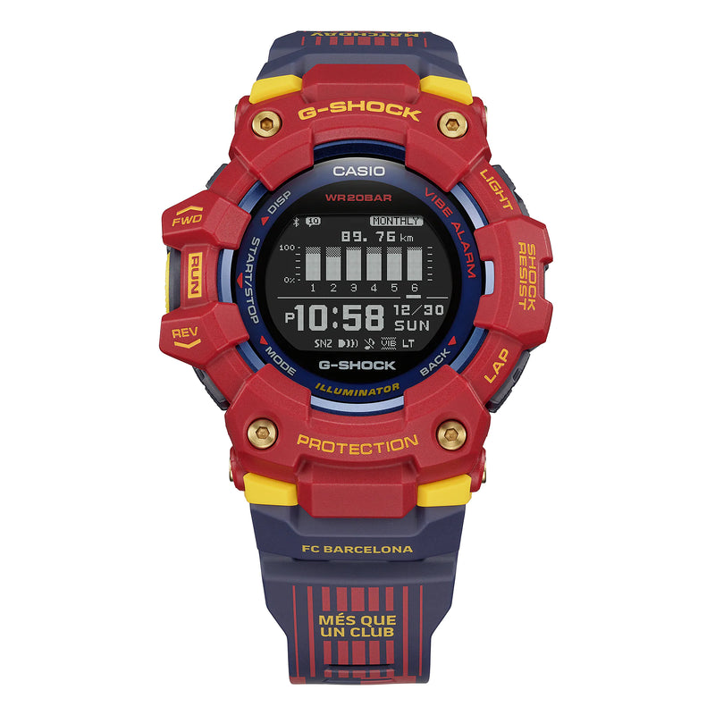 G-Shock G-Squad 蓝色和红色树脂表带手表 GBD100BAR-4D