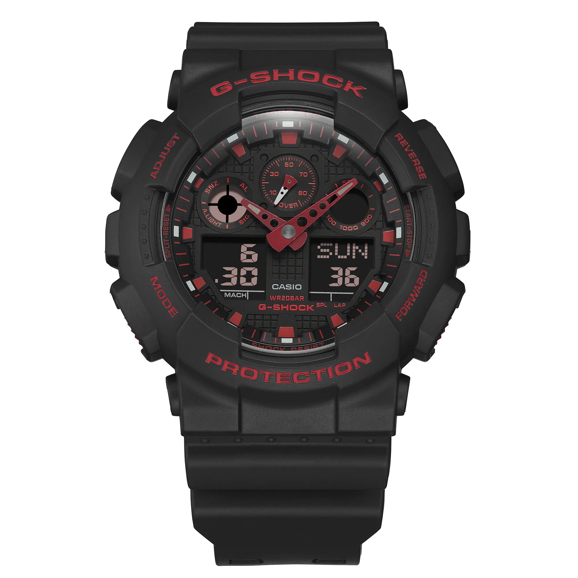 G-Shock Ignite Red Line Analog Black Resin Band Watch GA100BNR-1A