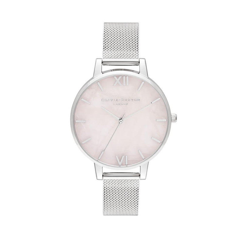 Olivia Burton Semi Precious Silver Mesh Watch - Silver