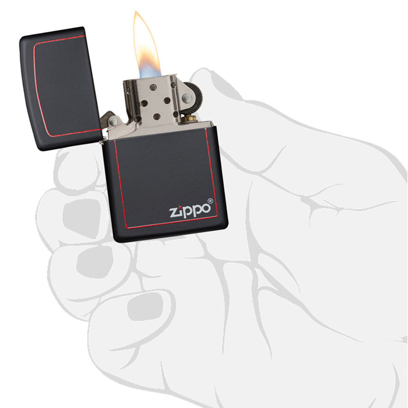 Zippo 218ZB 黑色哑光 带 Zippo 印花和边框 打火机