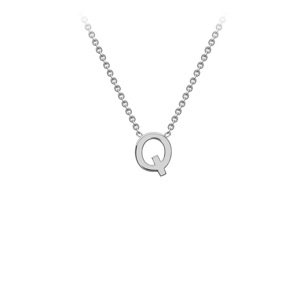 9K White Gold 'Q' Initial Adjustable Letter Necklace 38/43cm