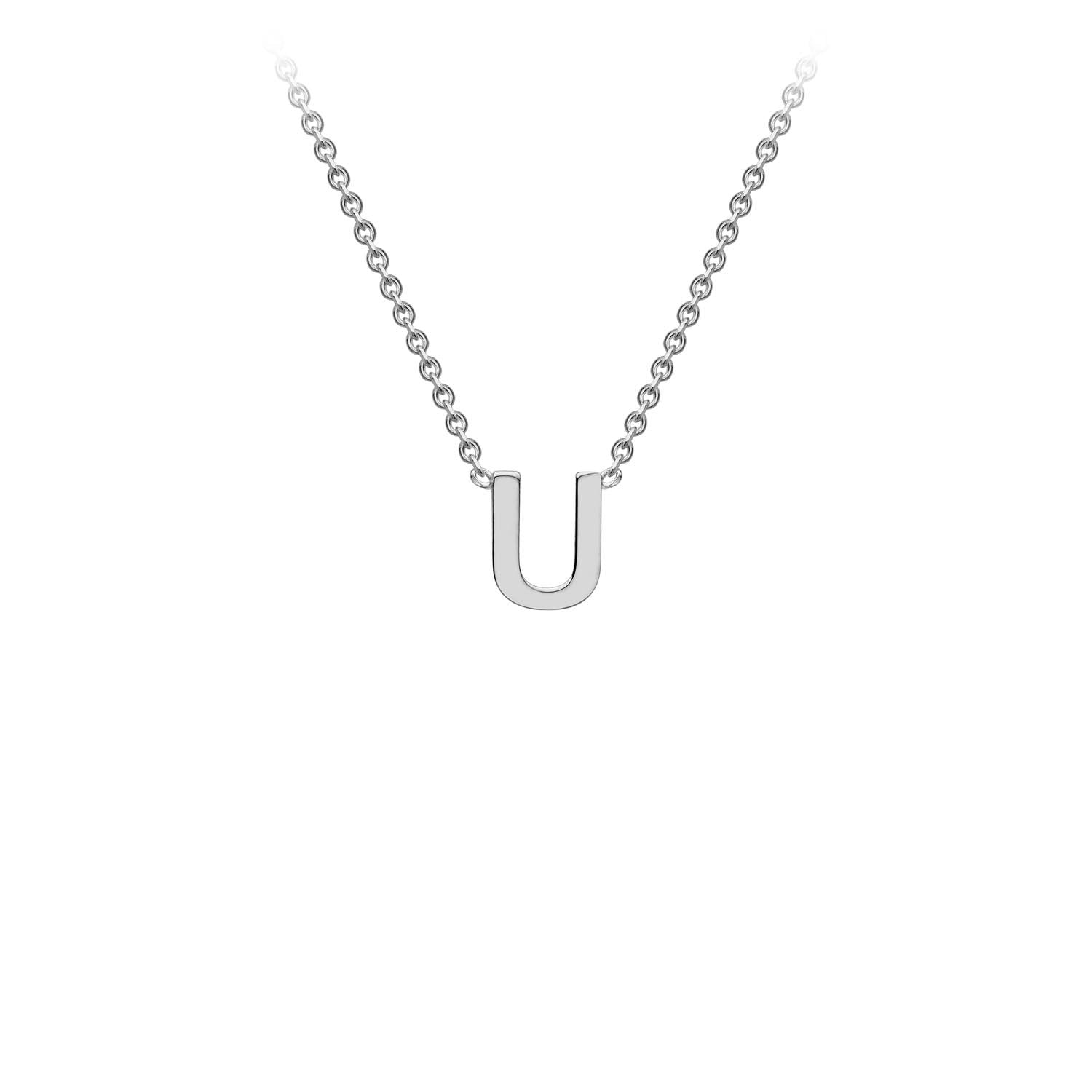 9K White Gold 'U' Initial Adjustable Letter Necklace 38/43cm