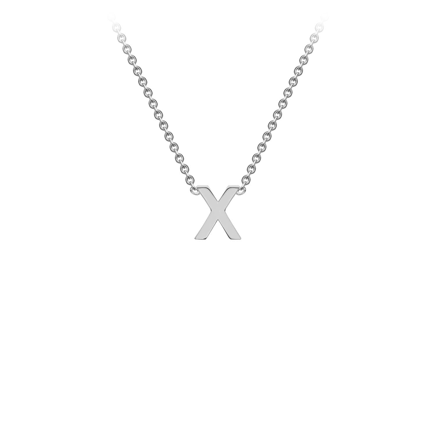 9K White Gold 'X' Initial Adjustable Letter Necklace 38/43cm