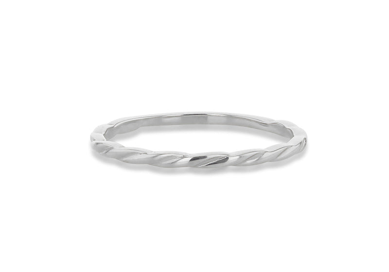 9K White Gold Slim Twist Stacker Ring