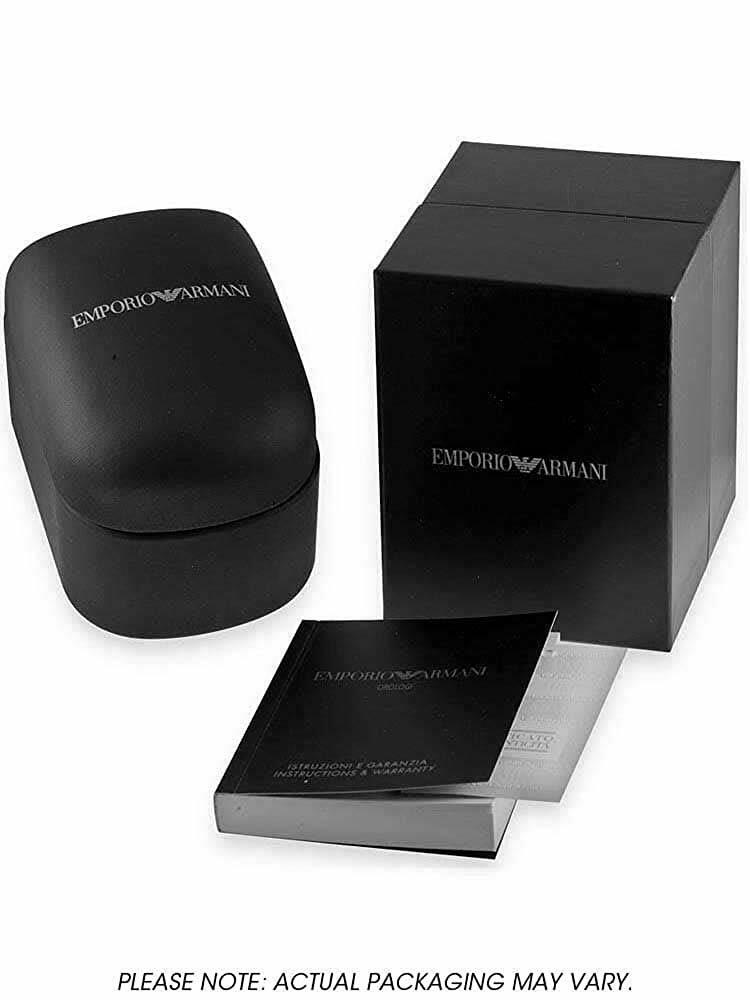 Emporio Armani 男式石英手表模拟显示和不锈钢表带，Ar11068