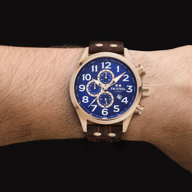 TW Steel Volante 45mm Chronograph Brown Leather