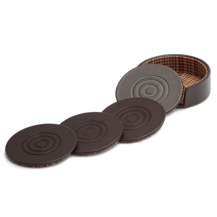 Wolf WM Brown Set of 4 Coasters with Case