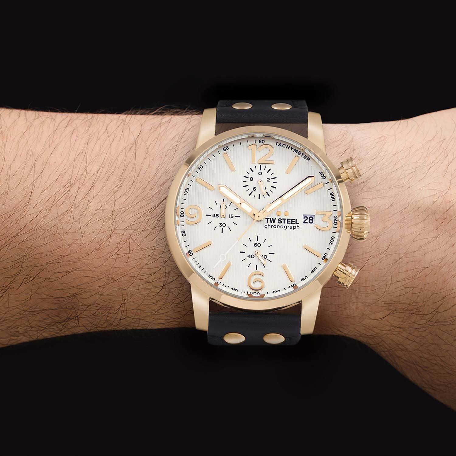 TW Steel Maverick 45mm Chronograph Black Leather