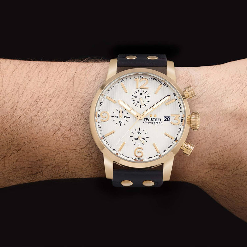 TW Steel Maverick 45mm Chronograph Black Leather