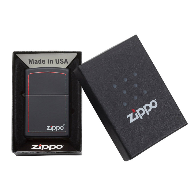 Zippo 218ZB 黑色哑光 带 Zippo 印花和边框 打火机