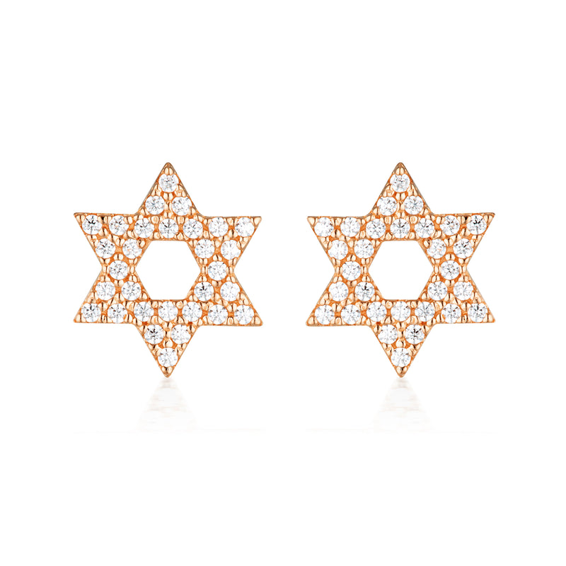 GEORGINI ROCK STAR STAR OF DAVID ROSE GOLD EARRINGS