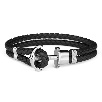 Paul Hewitt Phrep Leather Black / Silver Bracelet - XS