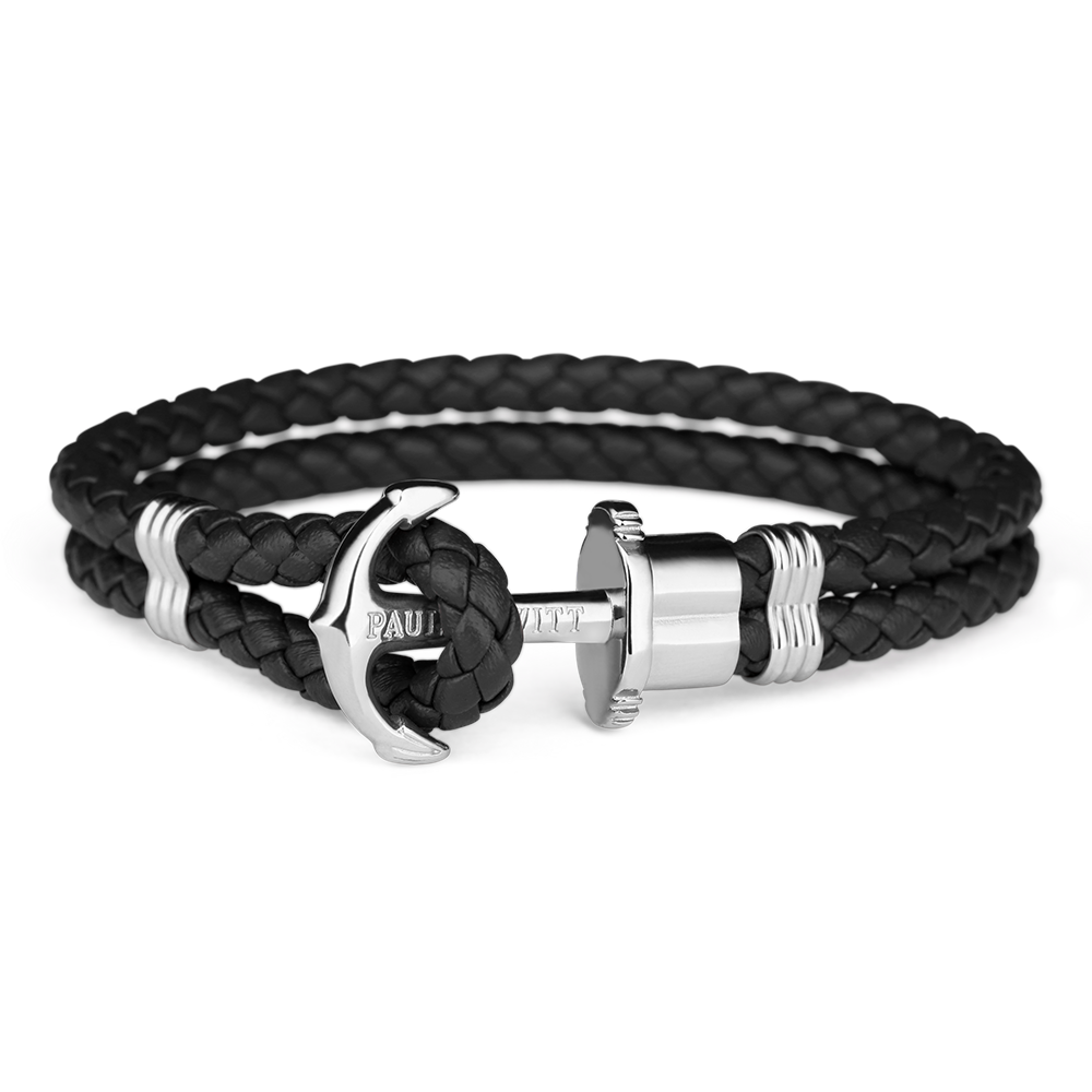 Paul Hewitt Phrep Leather Black / Silver Bracelet - M