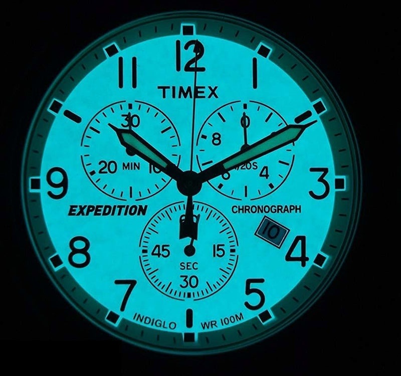 Timex Tw4B09200 男式 Expedition Indiglo 计时码表棕色皮革表带手表