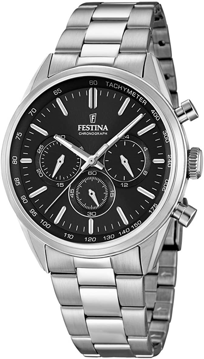 Festina Black Dial Stopwatch Luminescent Mens Watch