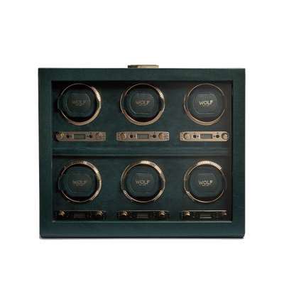 Wolf British Racing Green 6 Piece Watch Winder