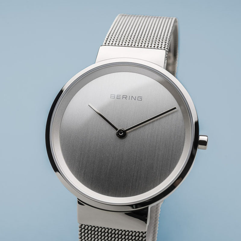 Bering Classic Polished Silver 31mm Mesh Watch