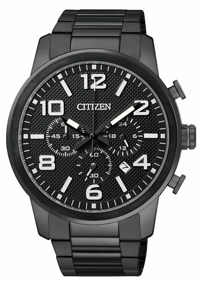 Citizen Black Ip Quartz Chronograph Mens Watch