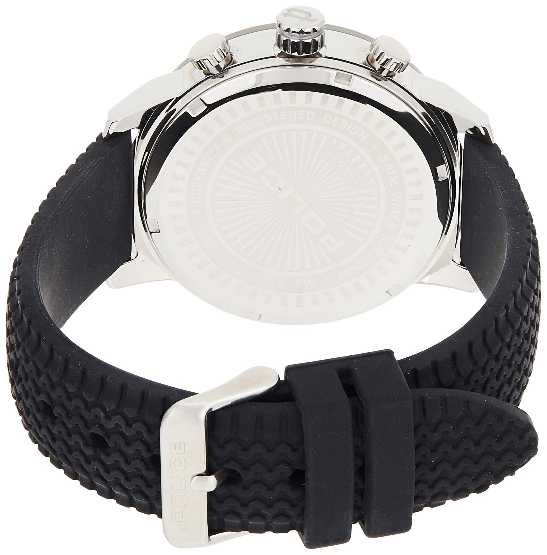 Police Bromo Black & Silver Silicone Watch PL.15657JSTU/02P