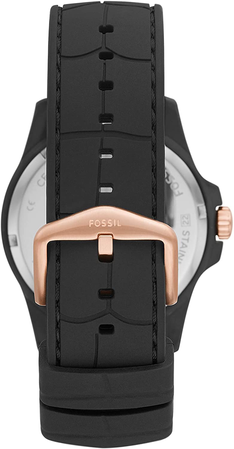 Fossil 三针黑色表盘硅胶男式手表 CE5022