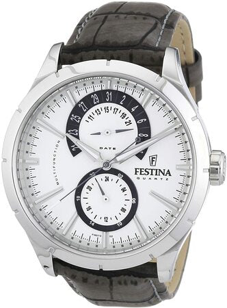 Festina Men's Quartz Watch with Luminous Features and Brown Leather Strap