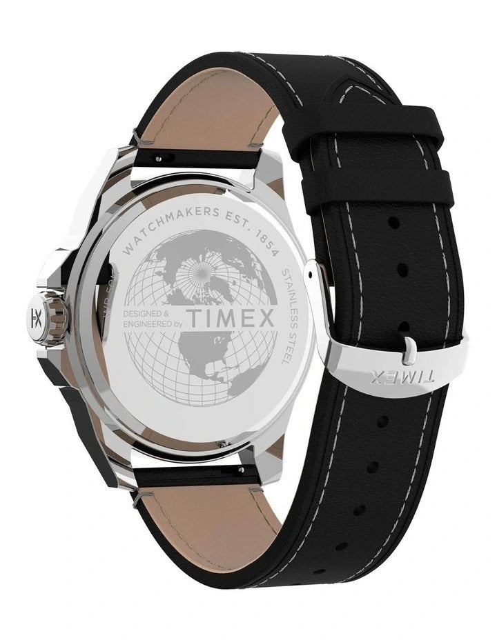 Timex Essex Avenue 黑色皮革表带手表 TW2U14900