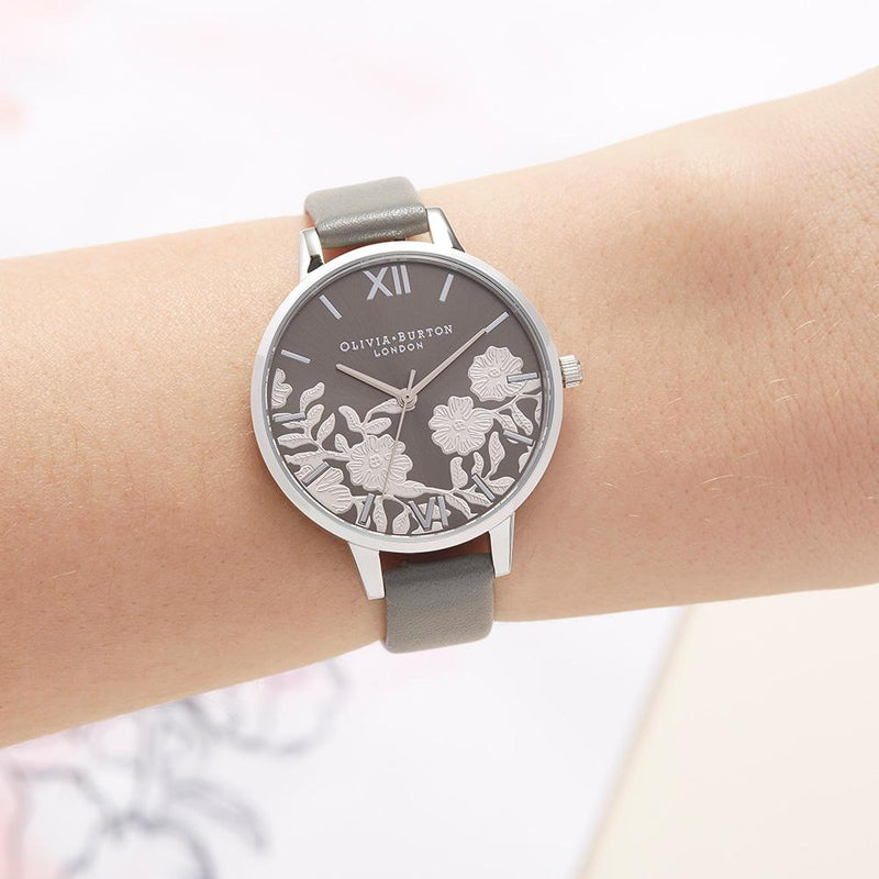 Olivia Burton Lace Detail Silver Watch Silver Watch Direct