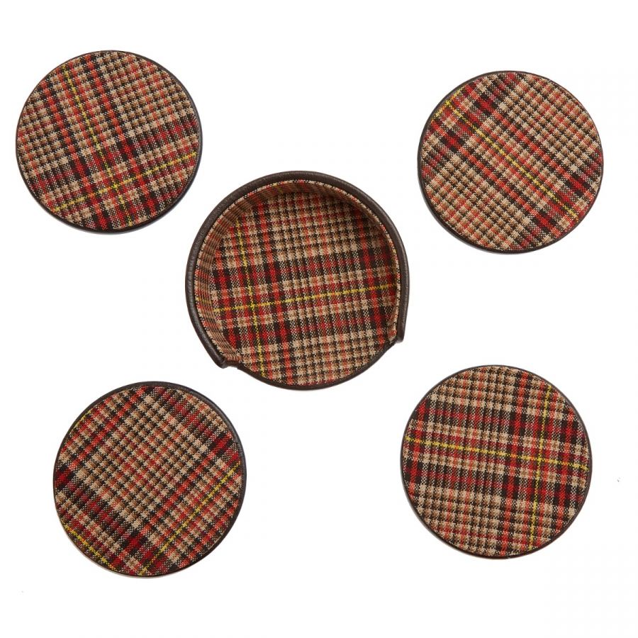Wolf WM Brown Set of 4 Coasters with Case