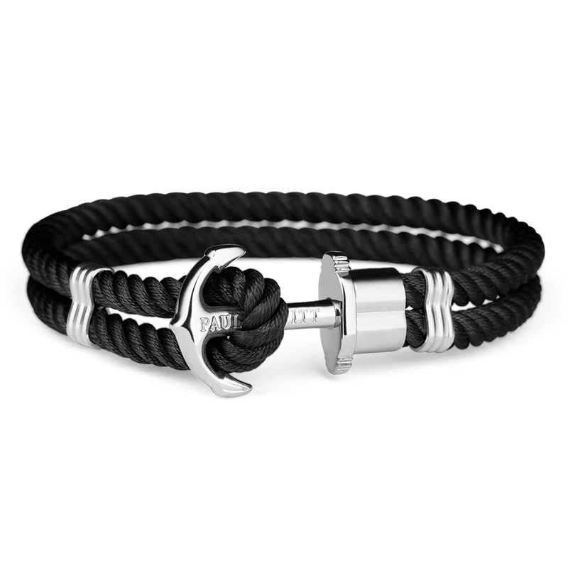 Paul Hewitt Phrep Nylon Silver / Black Bracelet - XL