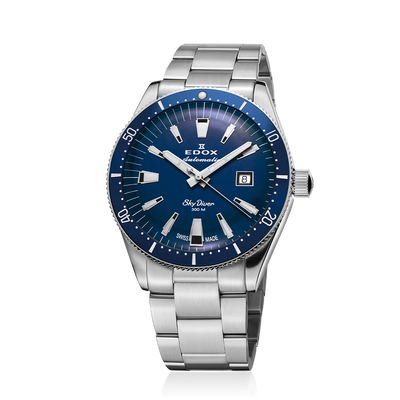 Edox Skydiver 自动蓝色表盘男士手表 801263BUMBUIN